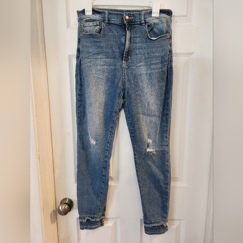 SP Black Label Womens Blue High Rise Distressed Raw Hem Jeans Sz 31 - Picture 1 of 8